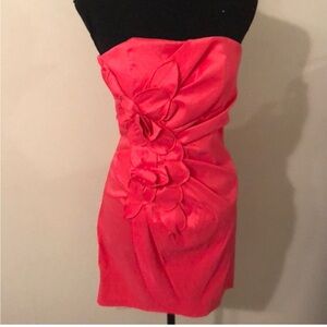 Elegant Strapless coral Floral Dress
